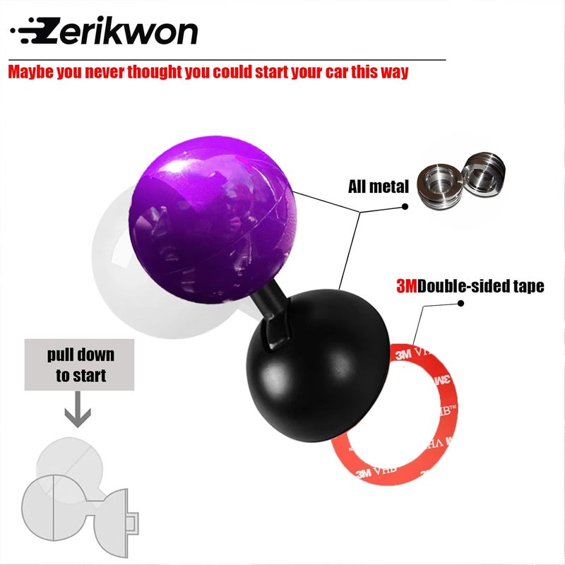 Zerikwon 𝟯𝗠 Tape | Car Joystick Push Start Button Cover, Metal Push to Start Accessories, Car Starter Engine Start Stop Button Cover, Cool Car Accessories Interior Decor Push to Start Button Rocker,（Purple） - Image 4